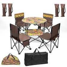Camping Table and Chair Set 5 Piece Outdoor Beach Picnic Furniture Fishing Cup