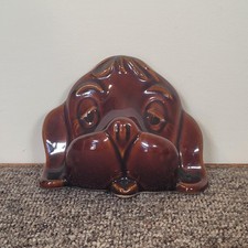 Vintage Denmead Pottery Reading Glasses Holder Dog Head Ceramic Brown
