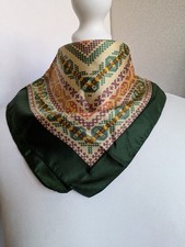 Liberty London Vintage dark green 100% Silk Scarf 43cm x43cm