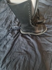 Ladies Grinder Knee High Biker Style Boots Black Size 6 