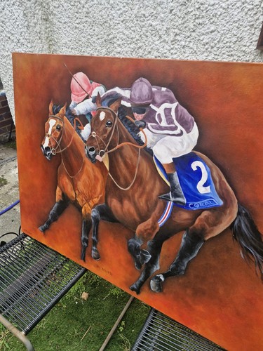 Horse racing painting xl - racing,