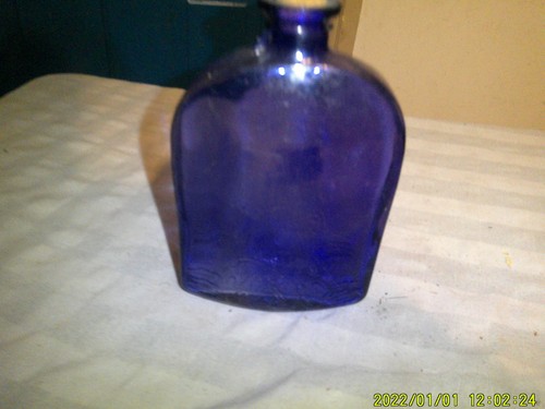 Purple glass bottle embrossed - purple,