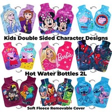 Kids Disney Marvel Character Soft Fleece Cover Hot Water Bottle 2 Litre