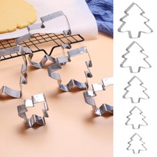 5 Christmas Tree Stainless Steel Cookies Cutter Fondant Cake Biscuit Pastry Mold