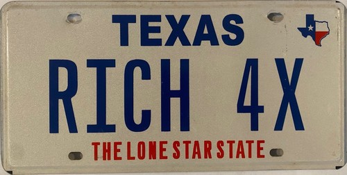 Vanity rich license - rich, plate