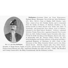 Latimer John De Vere Darlington of Burland House, Harrogate - Antique Print 1902