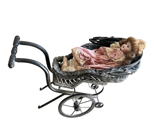 Antique c1900 1920 wicker doll - wicker,