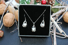 925 Sterling Silver Natural Freshwater White Pearl Beads Cage Set UK Seller