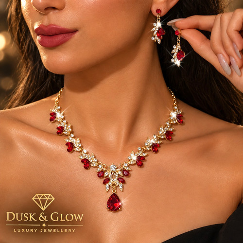 Stunning red jewelry gift - red, set