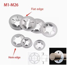 Flat / Hem Starlock Washers Shaft Retaining Push On Clips Stainless Steel 1-26mm