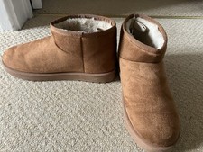 Primark Fur Ankle Tan Boots Size 8 Brand New