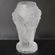 Vintage Art Deco Bacchantes Frosted Crystal Vase Dancing Nudes Lalique Style