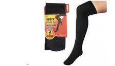 3 Pair Ladies/Women Black Thermal Over The Knee Socks Fleece Lined 200 Denier
