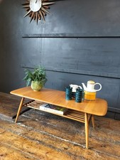 Mid-Century Vintage Ercol Windsor 459 Magazine Rack  Coffee Table Light Elm