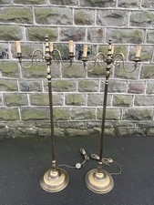 Pair Brass 3 Branch Floor Lamps Standard Lamp