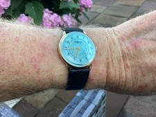 Breitling Vintage Gold Filled Light Blue Dial Exquisite Fully Verified Beautiful