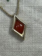 VINTAGE 1970s GROSSE Germany gold and orange pendant necklace on chain