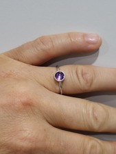 Genuine retired Pandora ring  Sterling  Silver Amethyst  CZ Size 52 Ale S925 