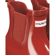 Hunter Womens Original Chelsea Gloss Boot Military Red  Elasticated gussets, Ny