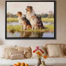 Oil Painting Dog Collie Canvas