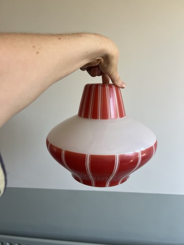 Red white glass dome pendant - white,