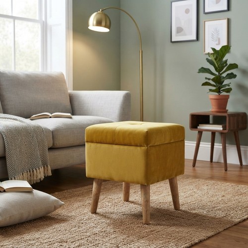 Durable velvet ottoman with - velvet,