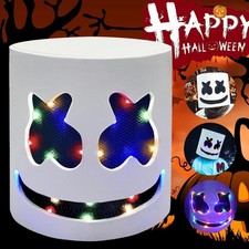 Marshmallow LED DJ Mask Full Head Helmet Halloween Cosplay Masks Cosplay Party
