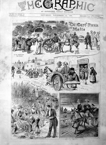 Original old antique print - old,