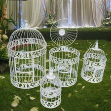 Metal vintage bird cage white - vintage,
