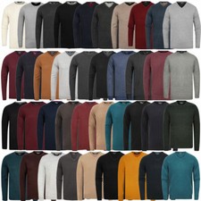Men's Jumper Crew or V Neck Knitted Sweater Top Pullover Sweatshirt Knitwear New