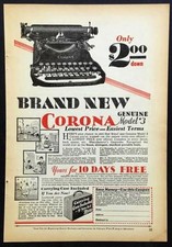 1930 Corona Typewriter Genuine Model #3 vintage color Print AD