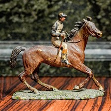 Miniature Antique Austrian Cold Painted Bronze Polo Player Horse Statue Figurine