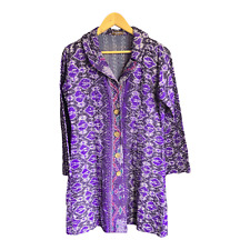 Frangipani Silk Ethnic Style Purple Multi-Coloured Coat UK Size 12
