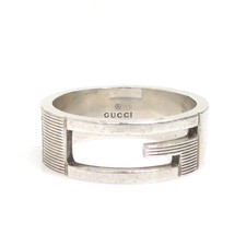 Auth GUCCI G Logo Ring Silver