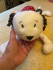 White IKEA FABLER KATT Cat Dog Plush Soft Toy With Collar Red Removable Coat 20”