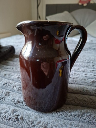 Pint jug dark brown - 1, glazed