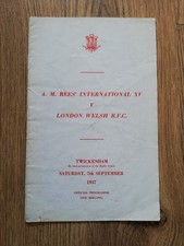 AM Rees International XV v London Welsh 1957 Rugby Programme