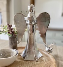 Silver Angel Tea light Holder Ornament Guardian Angel Metal Candle Holder