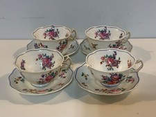 Antique George Jones Porcelain Old English Pattern Set of 4 Cups & Saucers