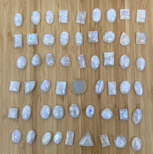 Rainbow moonstone cabochons - rainbow,
