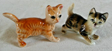 Vintage 2 x Tabby Kittens Ginger Grey Standing Cute Cats Figurine Ornaments