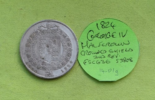 1824 silver half - half, crown