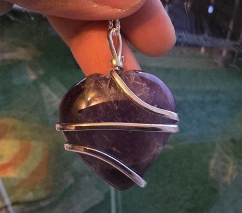 Natural amethyst heart silver - natural,