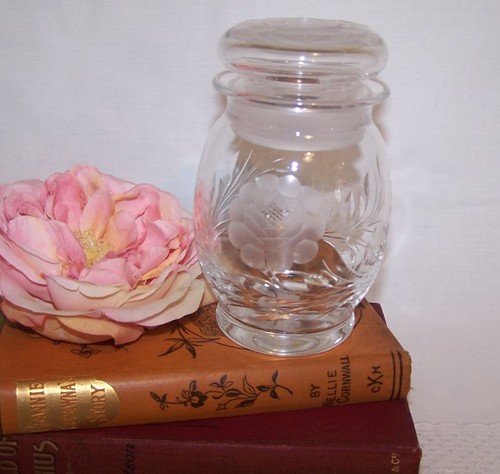 Cut glass pickle jar - cut, lid