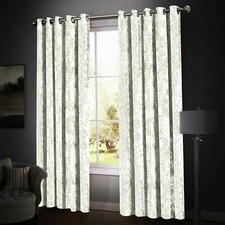 New Modern  Eyelet Ring Top Fully Lined Curtains Crushed Velvet Santiago (Pair)