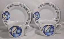 THE TABLE TOP COMPANY 'KEPPIE' CHARLES RENNIE MACKINTOSH ROSE 2 CUPS & SAUCERS 