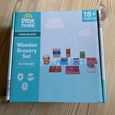 Little Town Aldi Wooden Grocery Set 10 Piece, Food Toy New With Box Sealed Age 3