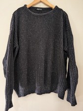 American Apparel Fisherman Sweater Black Speckled Confetti Los Angeles USA Made