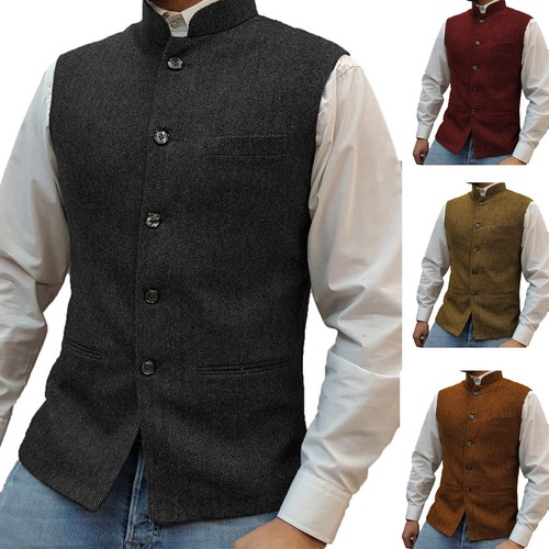 Mens tweed waistcoat - tweed,