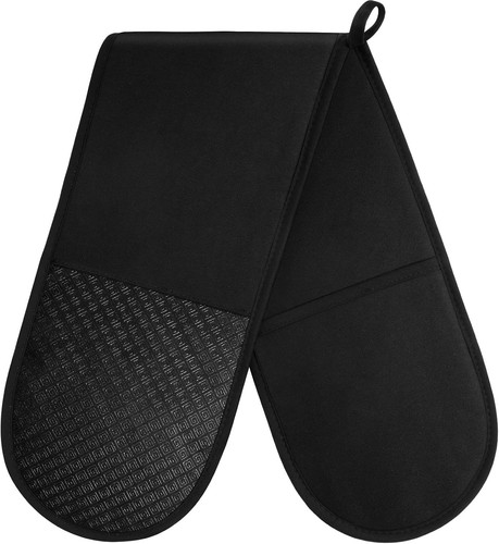 Black double oven - oven, gloves